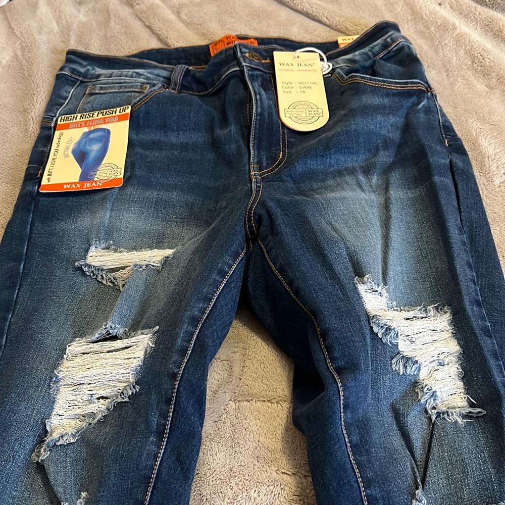 blue ripped jeans from rainbow